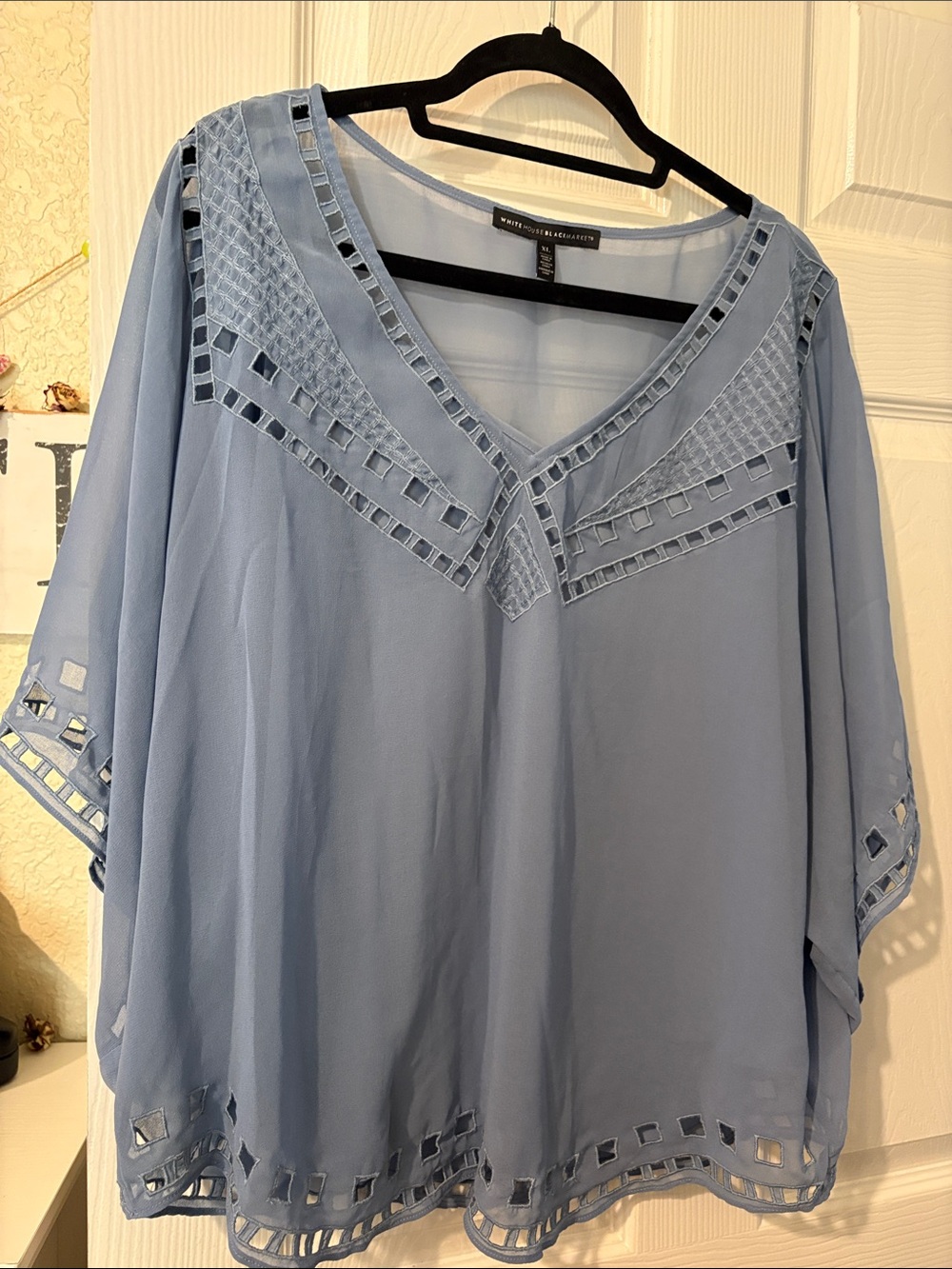 White House Black Market Blue V-Neck Tunic